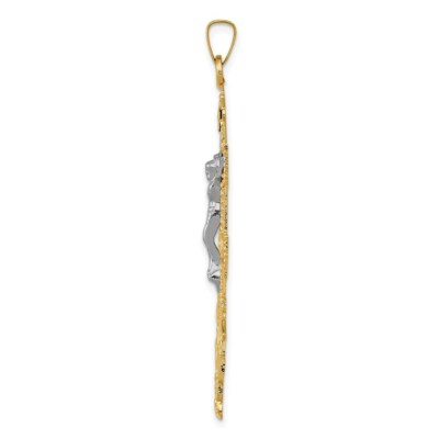 Pre-owned Skyjewelers Real 14kt Two-tone Cara Vaca Crucifix Pendant