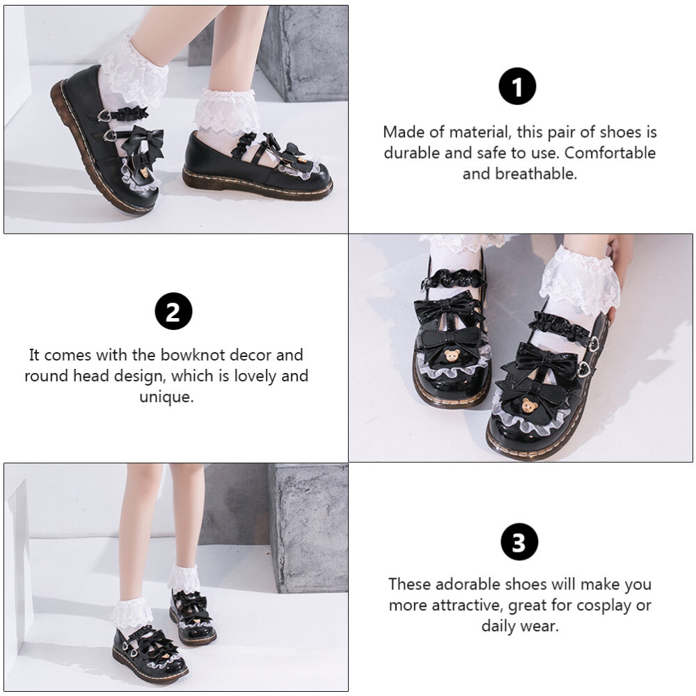 MARKENLOS 3 PAARE ENTZÜCKENDE MÄDCHENSCHUHE JAPANISCHE LOLITA-STIL SCHUHE MODE BOWKNOT