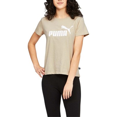 

Женские бежевые повседневные топы Puma Essentials Logo с круглым вырезом и короткими рукавами 586, Бежевый