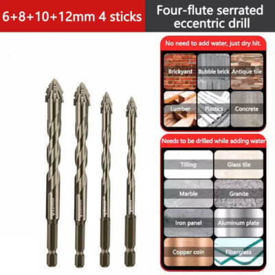 New Four-Flute Sawtooth Eccentric Drill Bit, Cozy Hoome Efficient Drill Bits