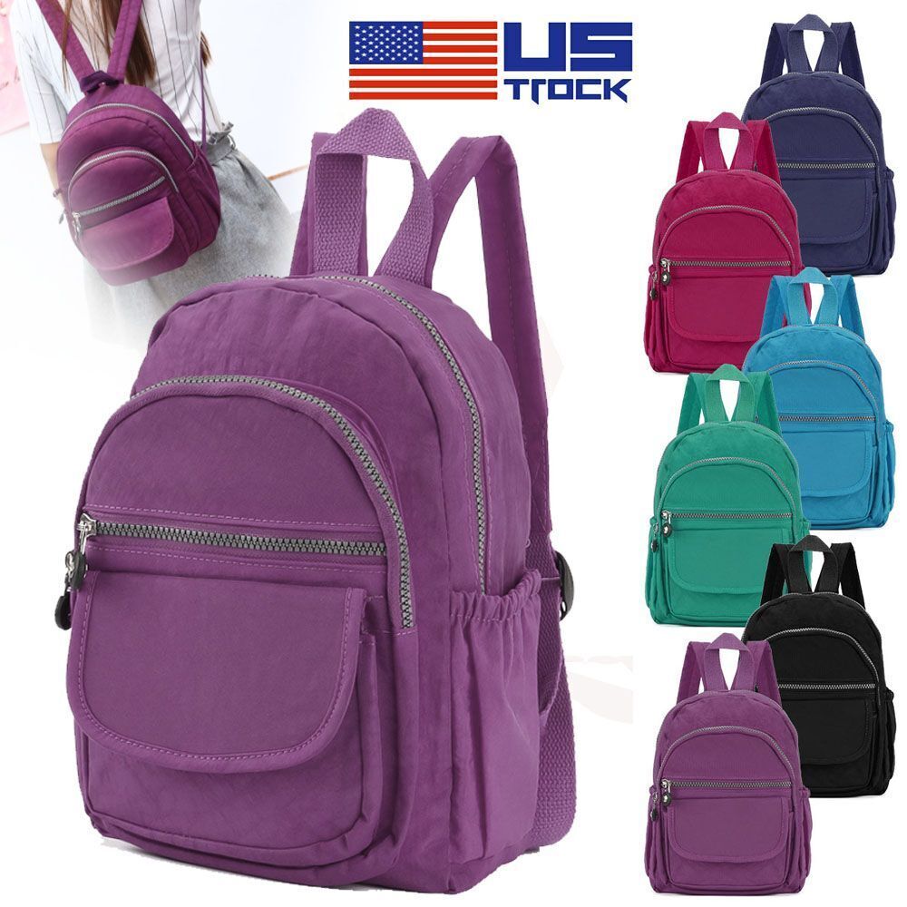 Waterproof Mini Backpack Women Purse Nylon Shoulder Rucksack Small Travel Bag