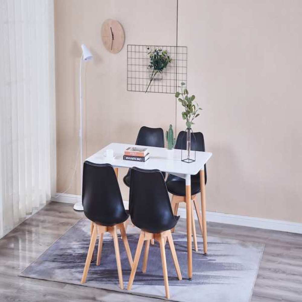 Set of 4 Nordic Dining Chair with Beech Wood Legs for Dining Room, Living Room