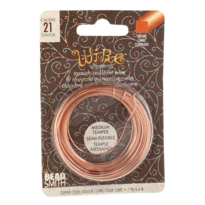Wire Elements SQUARE Copper Wire by Beadsmith (18 & 21 Gauge)
