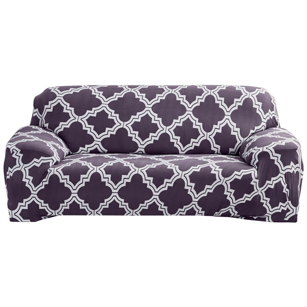 Color:Plaid Gray:Stretch Spandex Chair Sofa Couch Cover 1/2/3/4 Seat Elastic Slipcover Protector