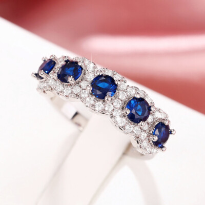 Fashion 925 Silver Filled Party Rings Women Cubic Zirconia Jewelry Size 6-10