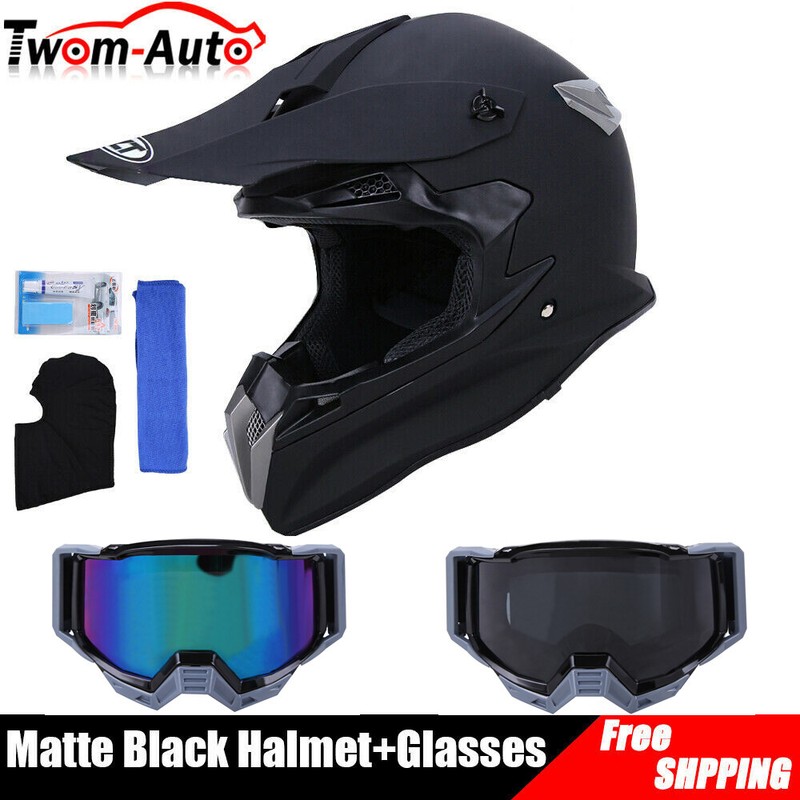 DOT Motorcycle Dirt Bike ATV Motocross Off Road Full Face Helmet + Goggles Mask
