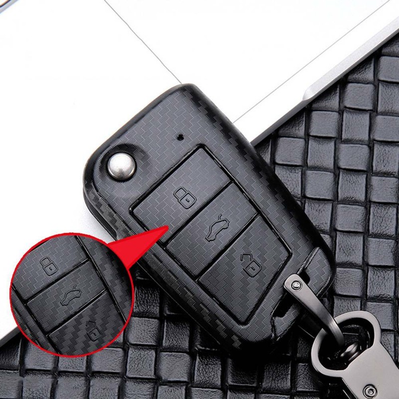 Carbon Fiber Remote Car Key Fob Shell Case For SEAT Ateca Leon