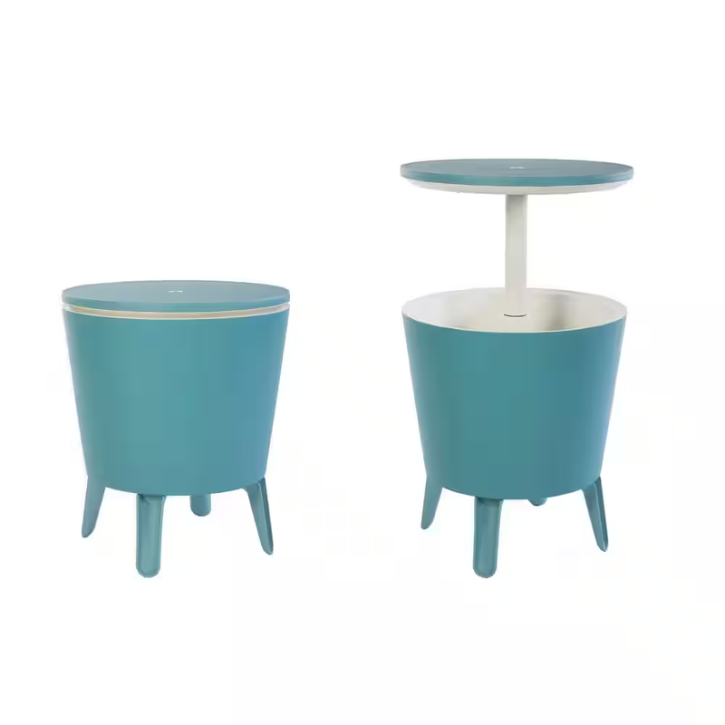 Cool Bar Teal Resin Outdoor Accent Table and Cooler in One