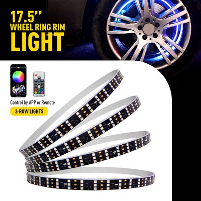17.5'' RGB & Chasing Flow Triple Row LED Wheel Ring Rim Lights For Truck Car set