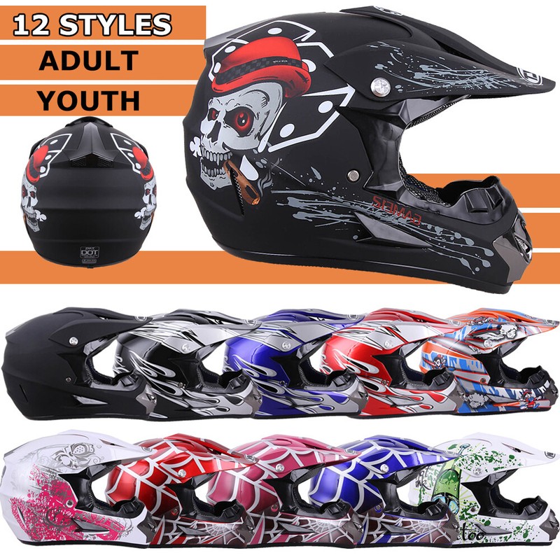 DOT Youth Adult Motocross Motorcycle Full Face Helmet ATV UTV Dirt Bike OffRoad
