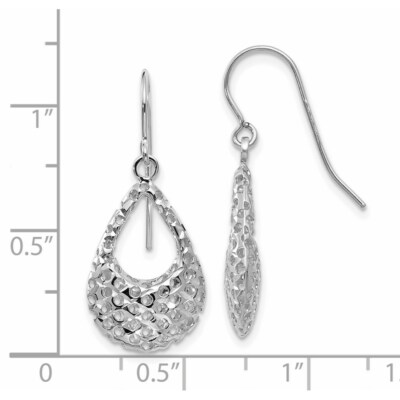 Pre-owned Superdealsforeverything Real 14kt White Gold Shepherd Hook Earrings