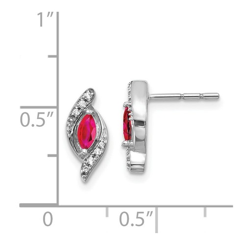 Pre-owned Goldia 14k White Gold Diamond & Ruby Earrings