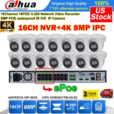 Original Vikyl Security CCTV system 16CH 4K 8MP IP Camera IR IPC-HDW283TM-AS Lot
