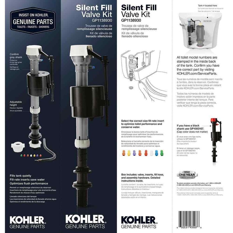 KOHLER GENUINE PART GP1138930 Silent Fill Toilet Fill Valve Kit
