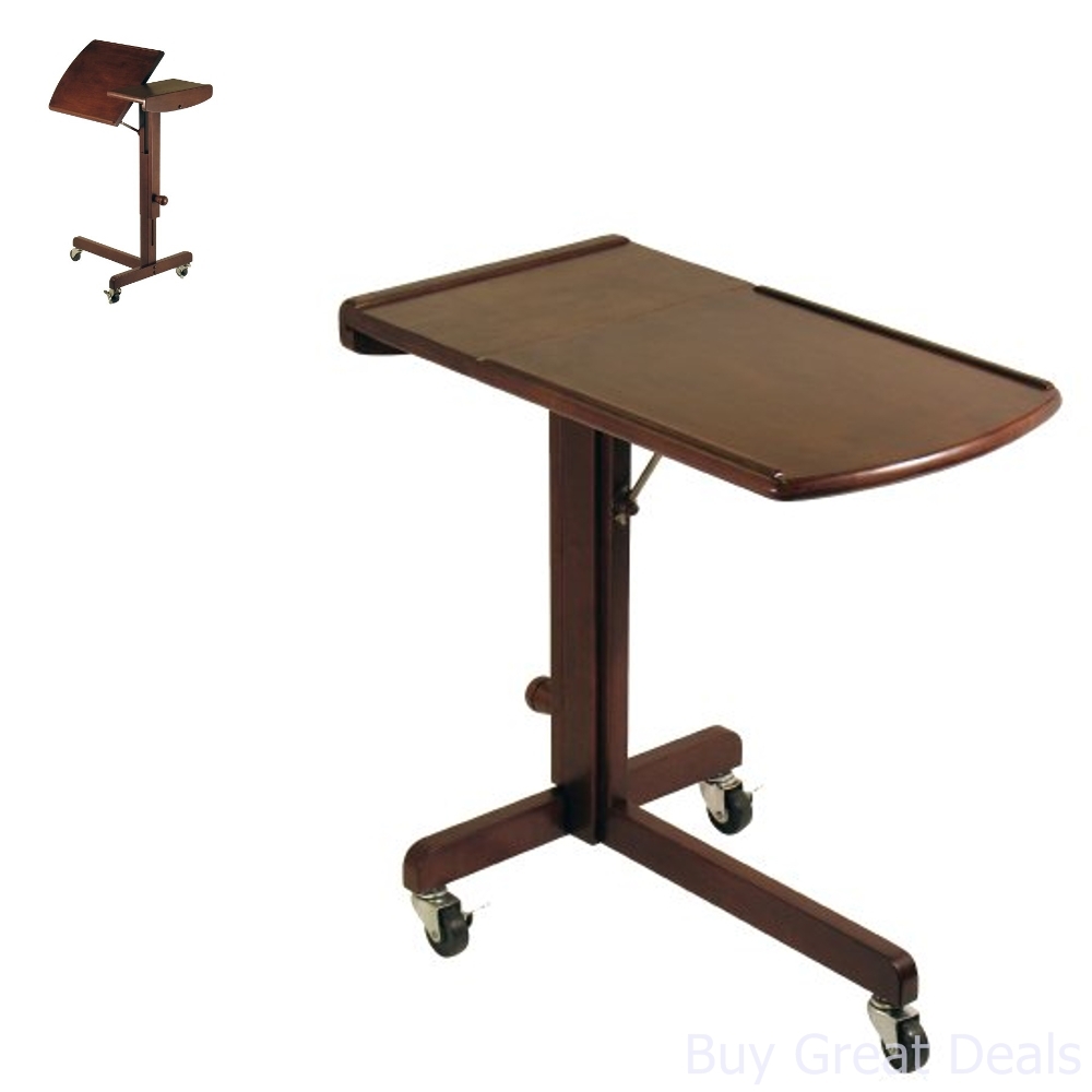 Hospital Over Bed Table Rolling Desk Top Laptop Food Wooden Tray