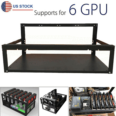 Black Open Air Mining Rig Frame Computer Case Bracket Holder Iron For 6 GPU 8GPU