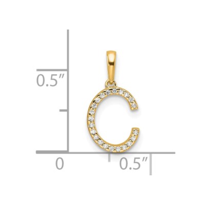 Pre-owned Diamond2deal 14k Yellow Gold Diamond Letter C Initial Pendant Gift For Women
