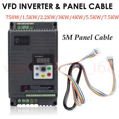 VFD Inverter 0.75KW~7.5KW Variable Frequency Driver Inverter + 5m Cable CNC