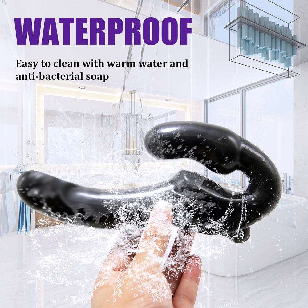 Double Ended Strap On Dildo Strapless Vibrating G-Spot Women Lesbian Sex Toy USA