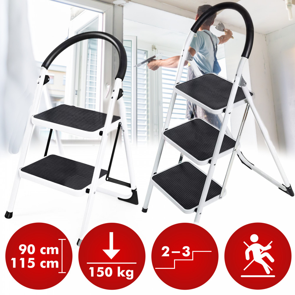 Trittleiter 2 oder 3 Stufen Haushaltsleiter Klapptritt Klappleiter Trittbock Neu