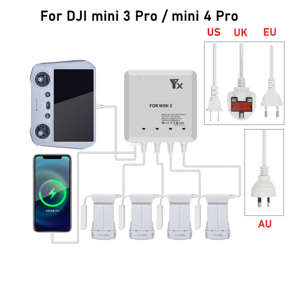 4 in1 Smart Fast Charger Battery Charger for DJI Mini 3/4 Pro Drone Accessories