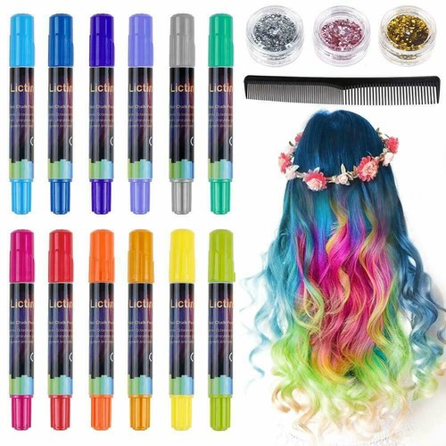 Haarkreide Haarkreide Kinder Auswaschbar 12 Farben Hair Chalk für Karneval Party