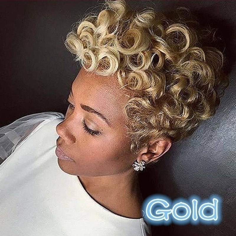 Blonde Short Front Curly Synthetic Hair Natural Full Wigs For