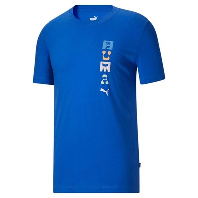 

Футболка Puma Font Mix с круглым вырезом и короткими рукавами, мужские синие повседневные топы 67894, Синий, Puma Font Mix Graphic Crew Neck Short Sleeve T-Shirt