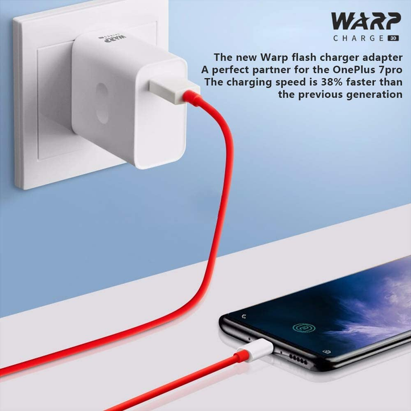 Warp Charger 30W Power Adapter 5V 6A plus USB-C Fast Charging for Oneplus 7 Pro