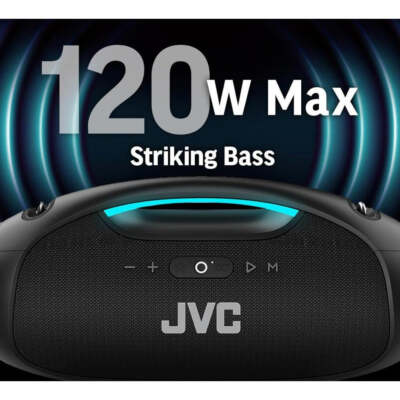 JVC Illuminated Portable Boom Box with 120W Power