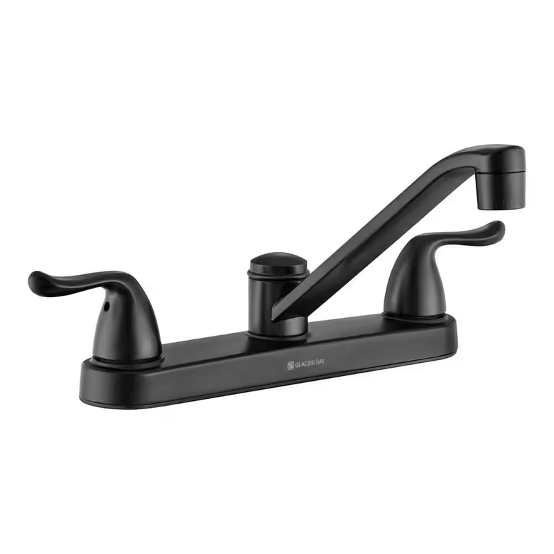 Kitchen Faucet Dual Handle 360 Swivel Matte Black 3Hole Sink Metal Chrome Modern