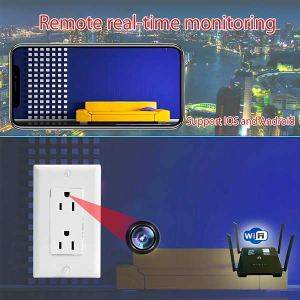 1080P HD WiFi IP Wall AC Outlet Home Security Nanny Camera Audio Video Recorder - Image 23