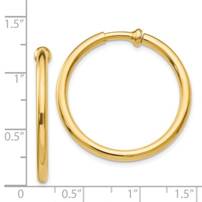 Pre-owned Skyjewelers Real 14kt Yellow Gold Non-pierced Hoops Earrings