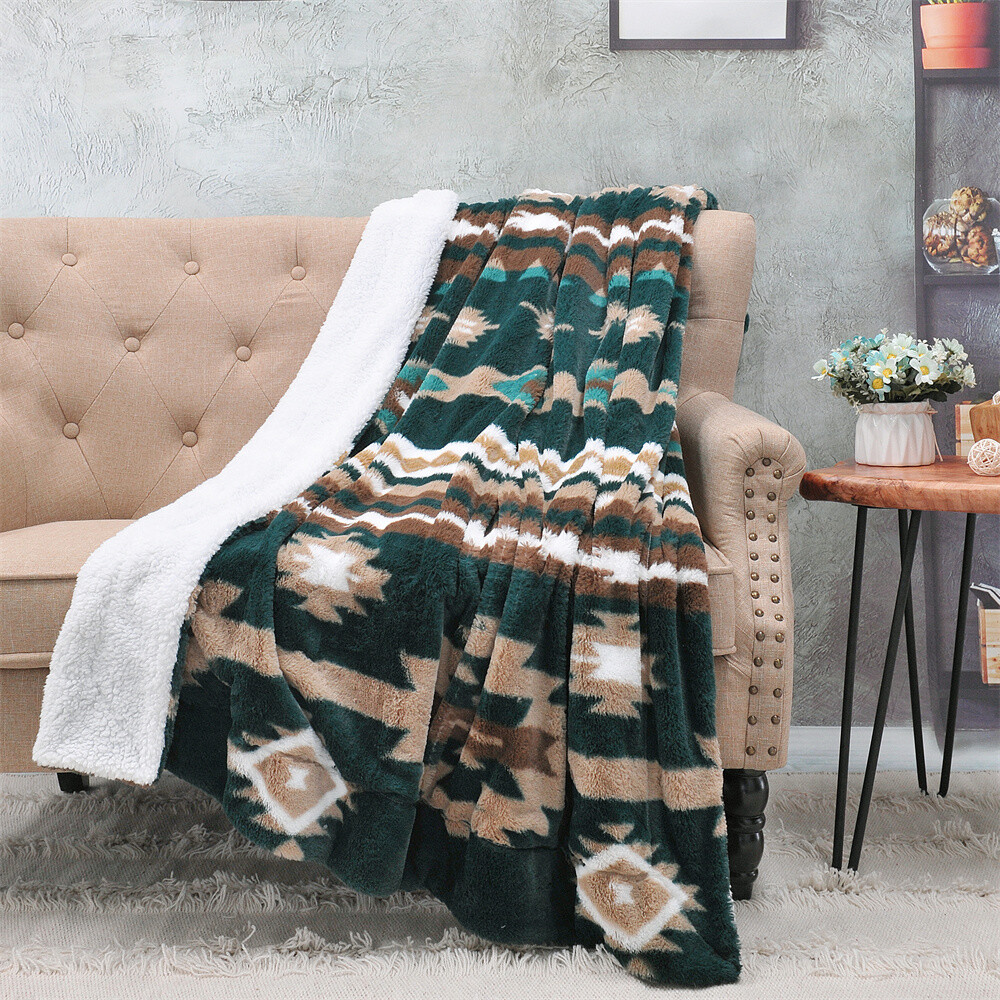 HST Southwest Rustic Sherpa Fleece Throw Blanket Ultra Soft Cozy Plush Blanket