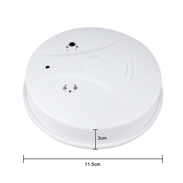 White smoke detector with dimensions.