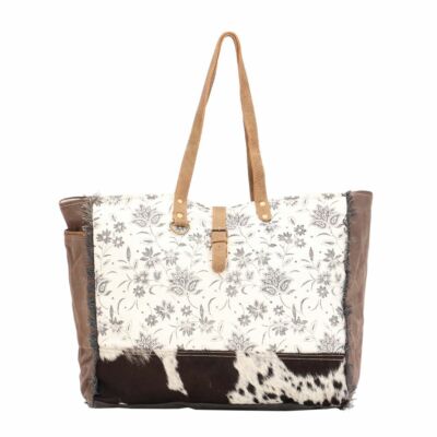 Myra Bag Ursinia XLarge Travel Canvas Leather Weekender Bag NWT