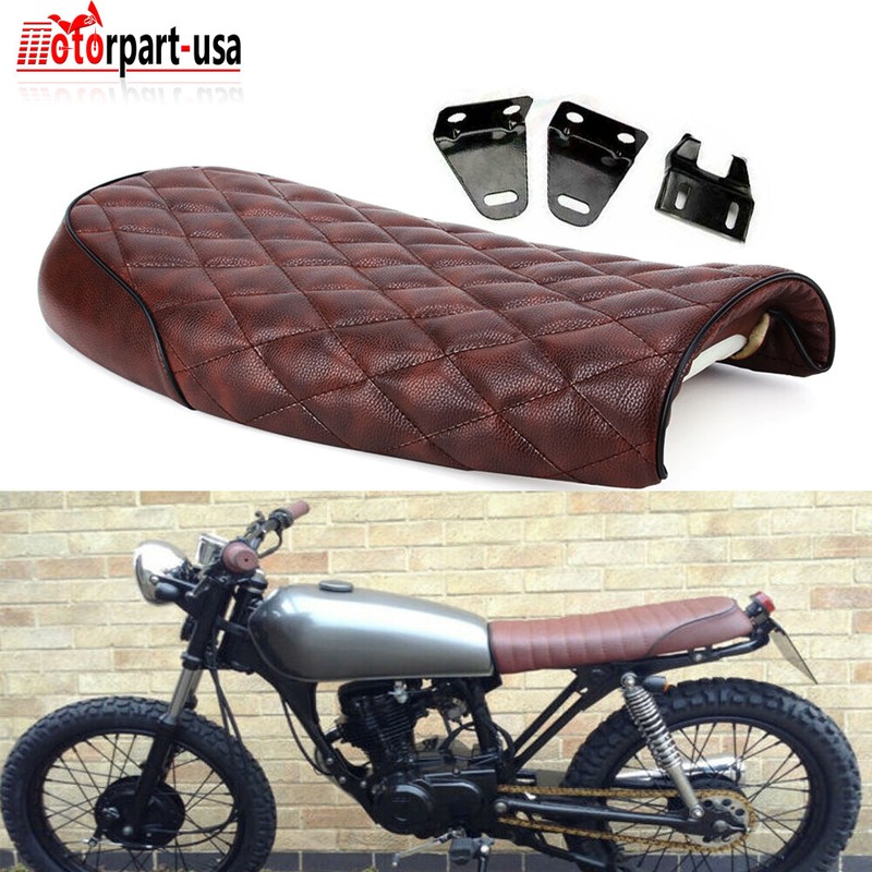 Brown Vintage Cafe Racer Hump Seat For Honda CB, Yamaha XJ, Suzuki GS Motorcycles