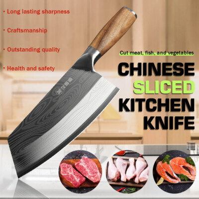 Stainless Steel Asian Kitchen Knife Butcher Chef Damascus Cleaver Chopping Meat
