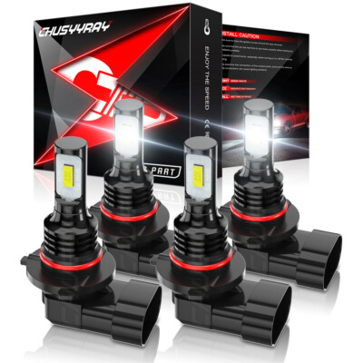 4X Luces Fuertes Para Auto Coche Luz Carro Bulbs 9005+9006 LED SUPER Blanco