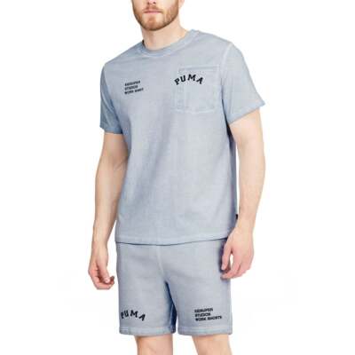 

Футболка Puma Treatment с круглым вырезом и короткими рукавами X Kidsuper Mens Grey Casua, Puma Treatment Graphic Crew Neck Short Sleeve T-Shirt X Kidsuper