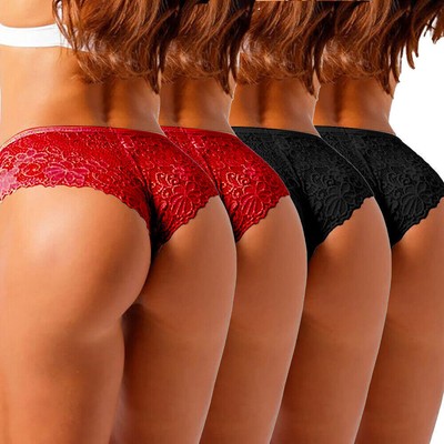 4Pack Women Floral Lace Briefs Underwear Lingerie Ladies G-string Panties Lot US