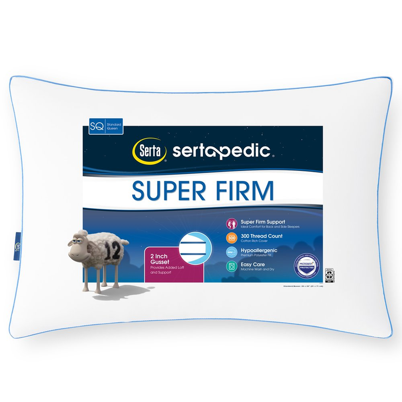 Sertapedic Super Firm Bed Pillow, Standard Queen