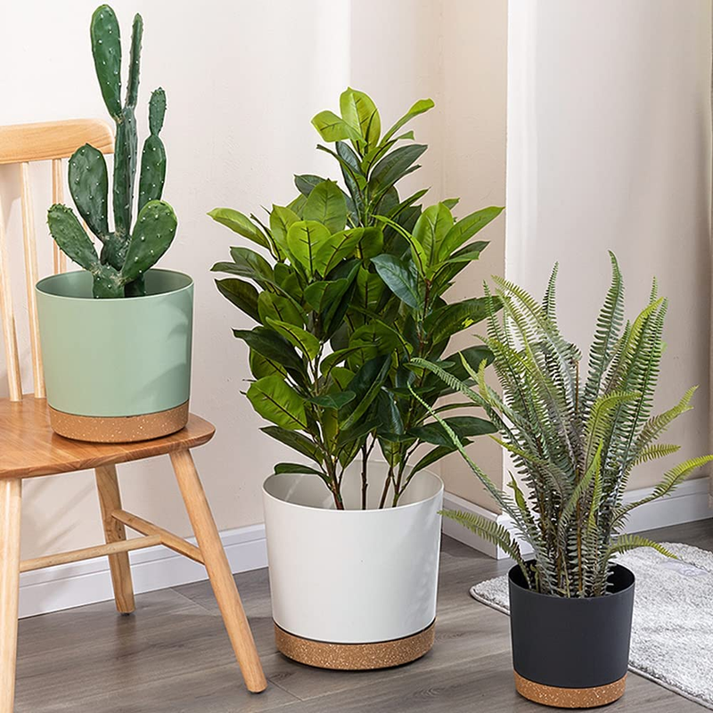 Plant Pots, Set of 3 8'' Self Watering Plastic Planter with Drainage Hole and Sa