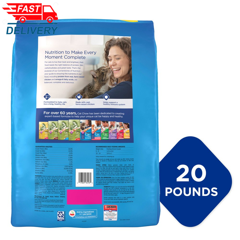 Purina Cat Chow Complete Dry Cat Food, 20 Lb Bag 🐱🐱🐱