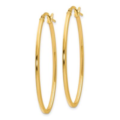 Pre-owned Diamond2deal 14k Yellow Gold Polished Oval Hoop Earrings 1.31g L-40mm