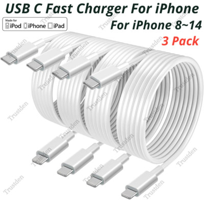 For iPhone 14 13 12 11 Pro Max XR XS X 8 PD 20W USB C Type C Fast Charger Cable