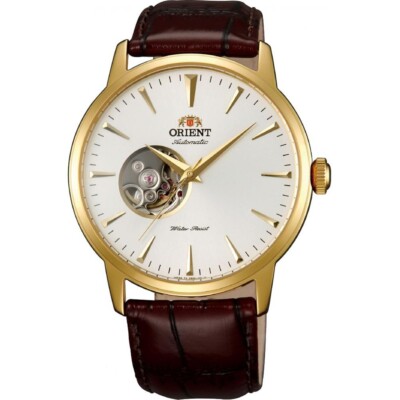 ORIENT  FAG02003W0,FAG02003W,Men Open Heart,Mechanical,Strap,Gold Tone,Strap,WR