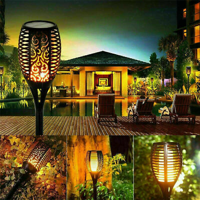 2x LED Flame Solar Torch Light Waterproof Flickering Dancing Path Garden Lam New