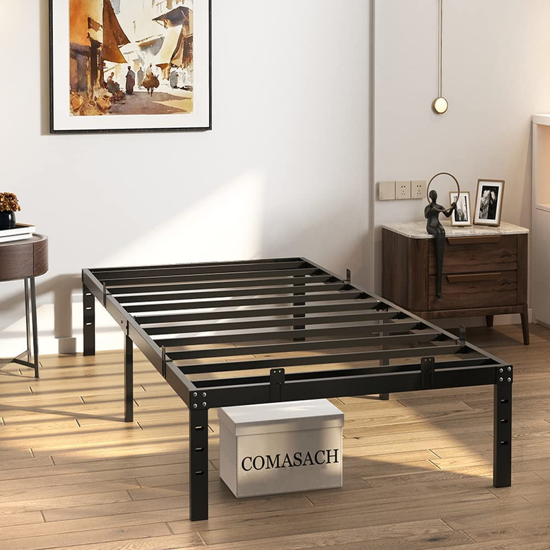 COMASACH Twin Size Bed Frame 16" Tall Heavy Duty, Metal Platform Bed Frame,Sturd