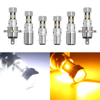 1X Headlight Lamp For Motorcycle LED White Yellow Front Light Bulb H4 H11 H1 H7